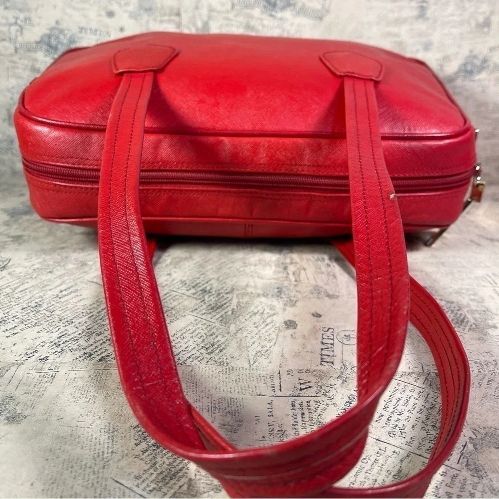 Valerie Stevens Red Leather Satchel Bag Top Handle Shoulder Purse Classic Bags